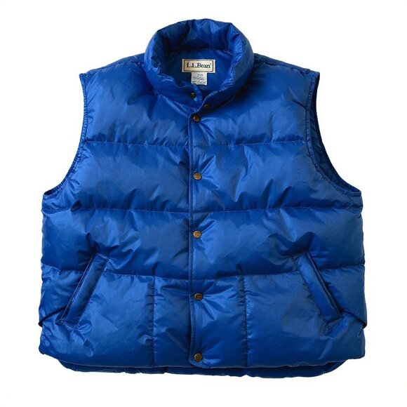 L.L. Bean Blue Goose Down Puffer Vest | Unisex Snap Front Outerwear - Picture 1 of 10